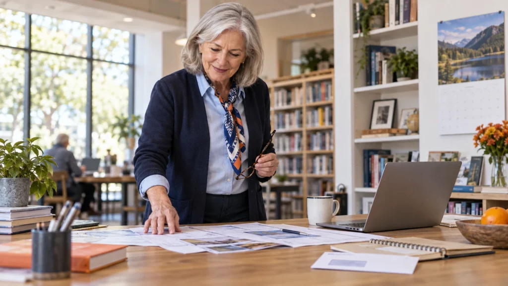 Older professional continuing to work while reviewing retirement and Social Security decisions