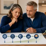 Couple reviewing a five-step retirement catch-up plan together