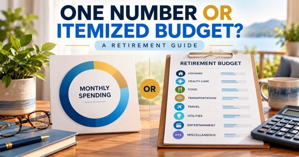 One monthly spending number compared with an itemized retirement budget.
