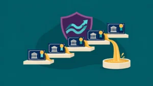Five inflation-protected Treasury certificates form a ladder that directs retirement income into a reservoir.